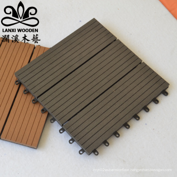 Exterior wood plastic composite interlocking outdoor deck tiles floor decking for outdoor